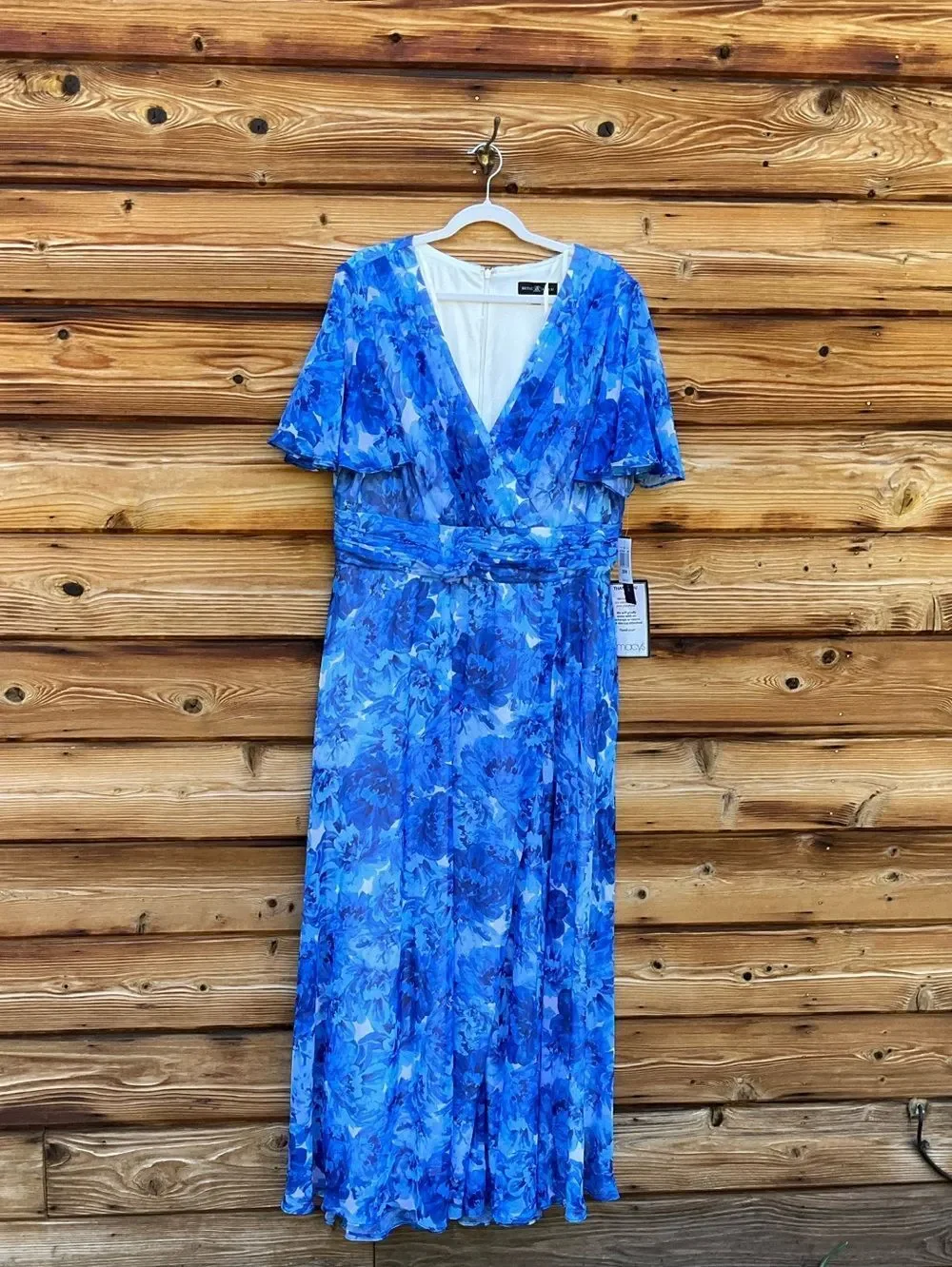 NWT Betsy & Adam Blue Plus Suze Floral Gown Size 20W 20